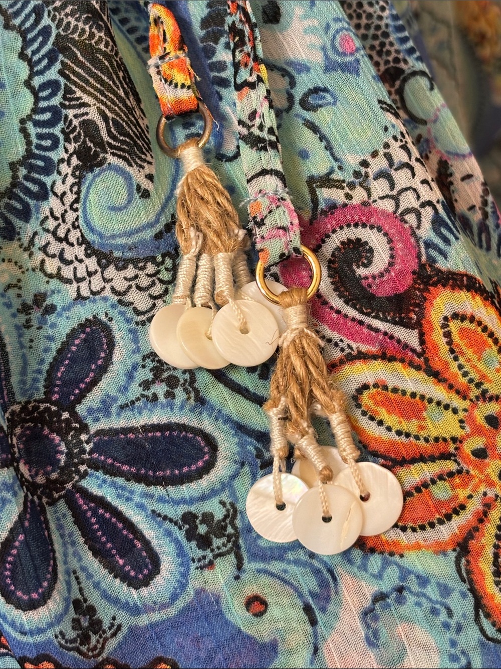 Bleu Rod Beattie Aqua Paisley Pom-Pom Kimono Cover-Up - Picture 6 of 9